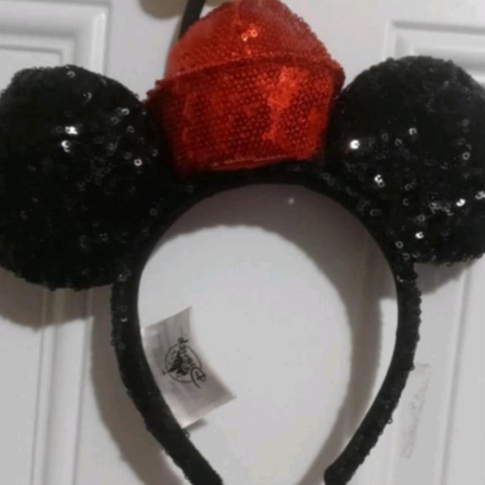Disney Black and Red Sequin Minnie Mouse Ears Headband Adults